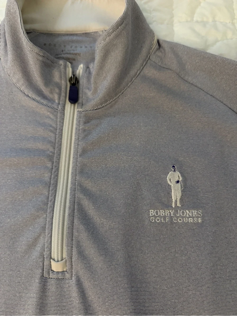 Bobby Jones Men's Blue Pinstriped Quarter-Zip Pullover